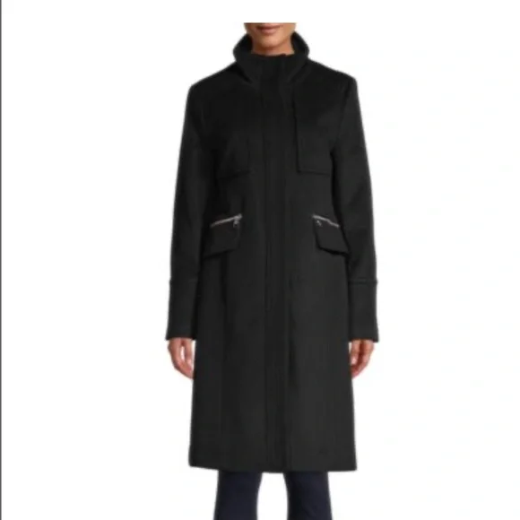 Karl Lagerfeld Paris Stand Collar Wool Blend Coat Size  XL - Picture 2 of 9